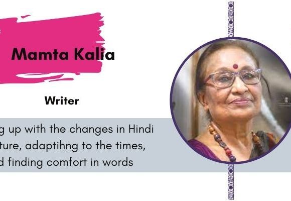 Feature image of Hindi Writer Mamta Kalia, with text that gives a summary of the article