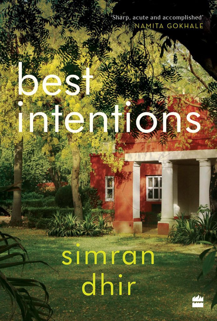 bok cover of best intentions by simran dhir - which shows a house with a green yard