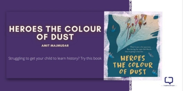 book cover of the childrens book heroes the colour of dust by amit majmudar